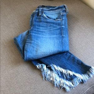 Hudson cropped frayed jeans